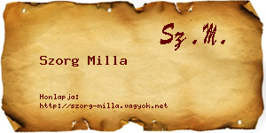 Szorg Milla névjegykártya